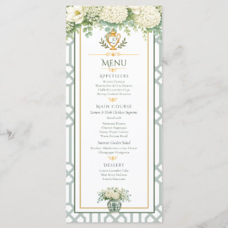 Elegante zomertuinfeest bloemstuk menu