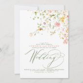 Elegante zomerveildbloemen Boho bruiloft Kaart (Voorkant)
