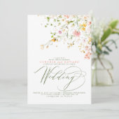 Elegante zomerveildbloemen Boho bruiloft Kaart (Staand voorkant)