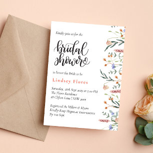 Elegante Zomerweide Wilde Bloemen Bruidsdouche Kaart