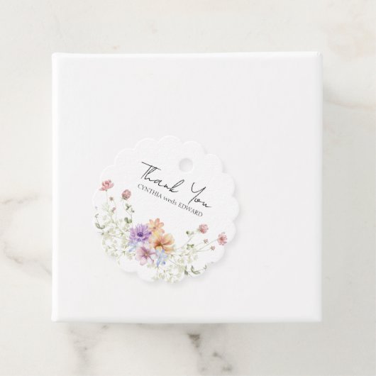 Elegante zomerweide wilde bloemen bruiloft bedankjes labels (In situ)
