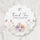 Elegante zomerweide wilde bloemen bruiloft bedankjes labels (Voorkant)