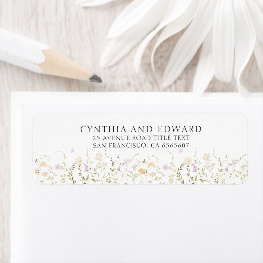 Elegante zomerweide wilde bloemen bruiloft etiket (Insitu)