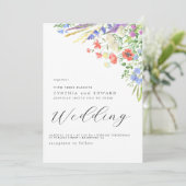 Elegante zomerweide wilde bloemen bruiloft kaart (Staand voorkant)