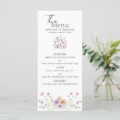 Elegante zomerweide wilde bloemen bruiloft menu (Staand voorkant)
