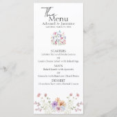 Elegante zomerweide wilde bloemen bruiloft menu (Voorkant)