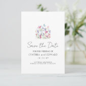 Elegante zomerweide wilde bloemen bruiloft save the date (Staand voorkant)