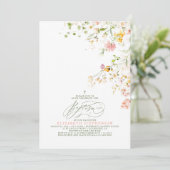 Elegante zomerweide wilde bloemen doop kaart (Staand voorkant)