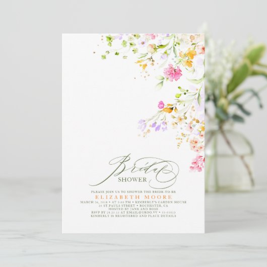 Elegante zomerweide Wildflower Vrijgezellenfeest 2 Kaart (Staand voorkant)