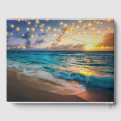 Elegante Zomerzonsondergang Tropisch Strand Weddin Gastenboek (Achterkant)