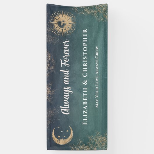 Elegante zon maan gouden bruiloft spandoek (Verticaal)