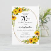 Elegante Zonnebloem 70e Verjaardagsfeestje Kaart (Staand voorkant)