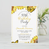 Elegante zonnebloem 90ste verjaardag kaart (Staand voorkant)