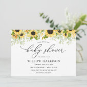 Elegante Zonnebloem Baby shower Invitation Kaart (Staand voorkant)