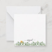 Elegante zonnebloem blanco dank u notitiekaartje (Achterkant)