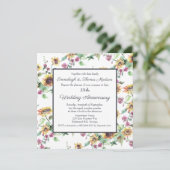 Elegante Zonnebloem Bloemen Bruiloft Jubileum Kaart (Staand voorkant)