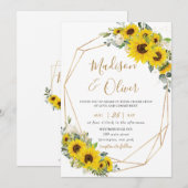 Elegante Zonnebloem Bloemen Goud Geometrische Brui Kaart (Voorkant / Achterkant)