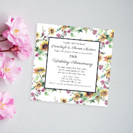 Elegante Zonnebloem Bloemen Huwelijksjubileum Kaart