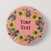 Elegante Zonnebloem Bloemen Krans Lapel Pin Ronde Button 7,6 Cm (Voorkant)