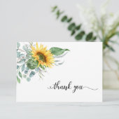 Elegante Zonnebloem Bloemen Sympathie Dank u Bedankkaart (Staand voorkant)