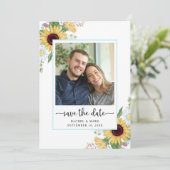 Elegante Zonnebloem Bloemige Bruiloft Save The Date (Staand voorkant)