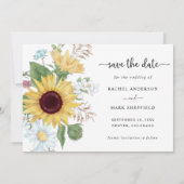 Elegante Zonnebloem Bloemige Bruiloft Save The Date (Achterkant)
