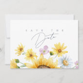 Elegante Zonnebloem Bloemige Trouw Save the Date (Voorkant)