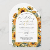 Elegante Zonnebloem Boog Bruiloft Kaart (Voorkant / Achterkant)