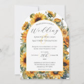 Elegante Zonnebloem Boog Bruiloft Kaart (Voorkant)