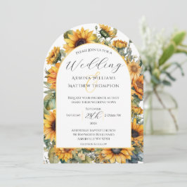 Elegante Zonnebloem Boog Bruiloft Kaart