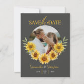 Elegante Zonnebloem boog foto Flat Save The Date (Voorkant)