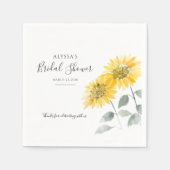 Elegante zonnebloem botanische script bruidsdouche servet (Voorkant)