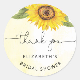 Elegante zonnebloem bruidsshower klassieke ronde s sticker