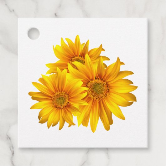 Elegante Zonnebloem Bruiloft Gele Bloemen Bedankjes Labels (Voorkant)