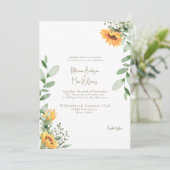 Elegante Zonnebloem Bruiloft Gouden Tekst Geen Oud Kaart (Staand voorkant)