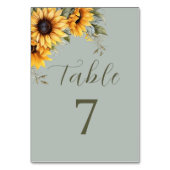 Elegante Zonnebloem Bruiloft Nummers Tafel Kaart (Achterkant)