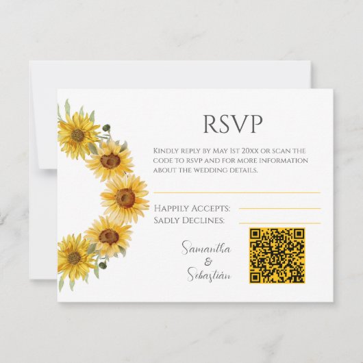 Elegante Zonnebloem bruiloft RSVP behuizing Kaart (Voorkant)
