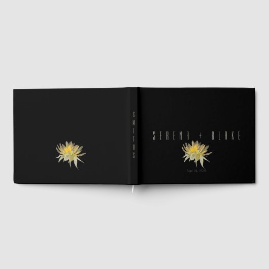 Elegante zonnebloem bruiloft zwart gastenboek (Volledig)