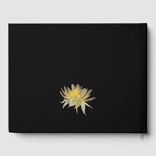 Elegante zonnebloem bruiloft zwart gastenboek (Achterkant)