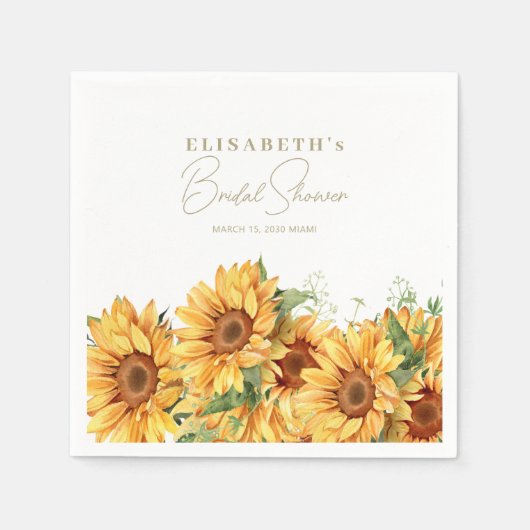 Elegante zonnebloem bruiloftsdouche  servet (Voorkant)