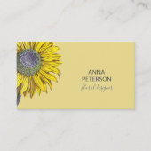 Elegante Zonnebloem Crème Geel Grijs Visitekaartje (Voorkant)
