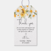 Elegante zonnebloem Daisy bruiloft dank u Cadeaulabel (Voorkant)