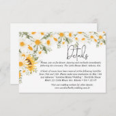 Elegante zonnebloem Daisy bruiloft details Informatiekaartje (Voorkant / Achterkant)