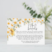 Elegante zonnebloem Daisy bruiloft details Informatiekaartje (Staand voorkant)