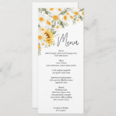 Elegante Zonnebloem Daisy Bruiloft Menu (Voorkant / Achterkant)