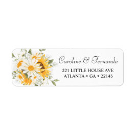 Elegante Zonnebloem Daisy Bruiloft Retouradres Etiket