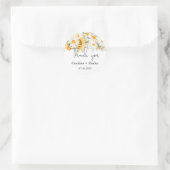 Elegante Zonnebloem Daisy Bruiloft Ronde Sticker (Tas)