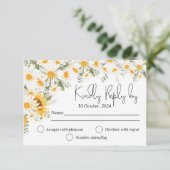Elegante Zonnebloem Daisy Bruiloft RSVP kaart (Staand voorkant)