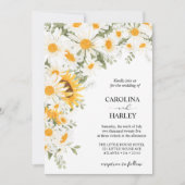Elegante zonnebloem Daisy bruiloft uitnodiging (Voorkant)