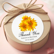 Elegante zonnebloem dank u gele bloemenbruiloft